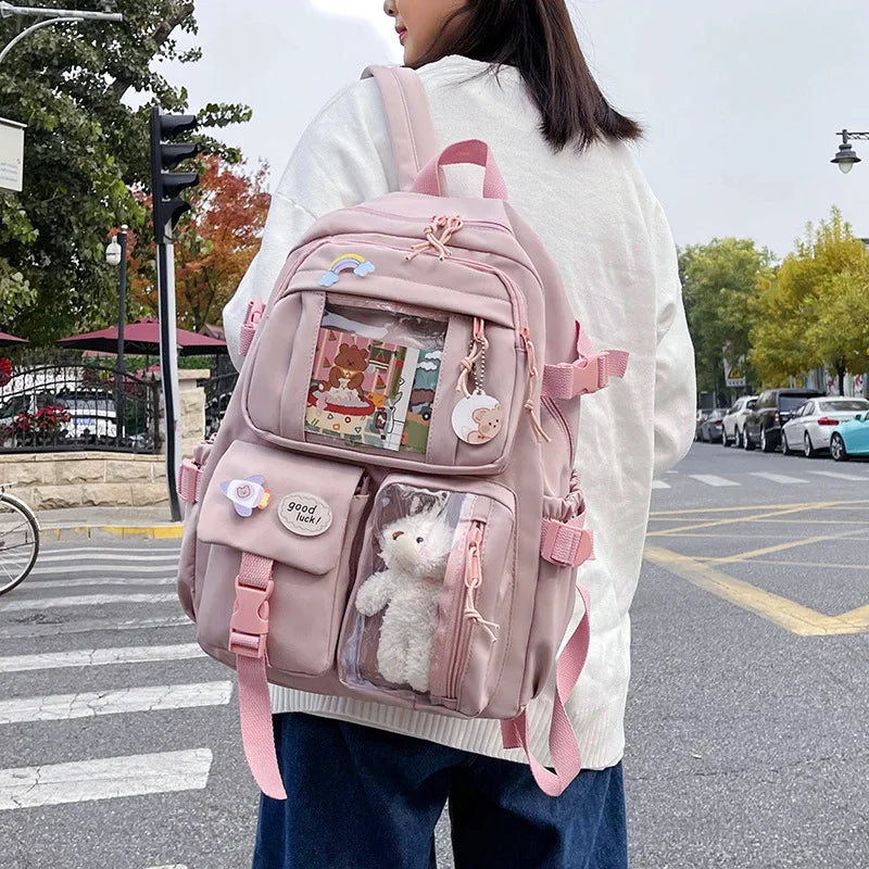 Fashion Girls Backpack New Large Capacity Korean Style Women Backpacks Cute Student School Backpack Versatile Women's Bag