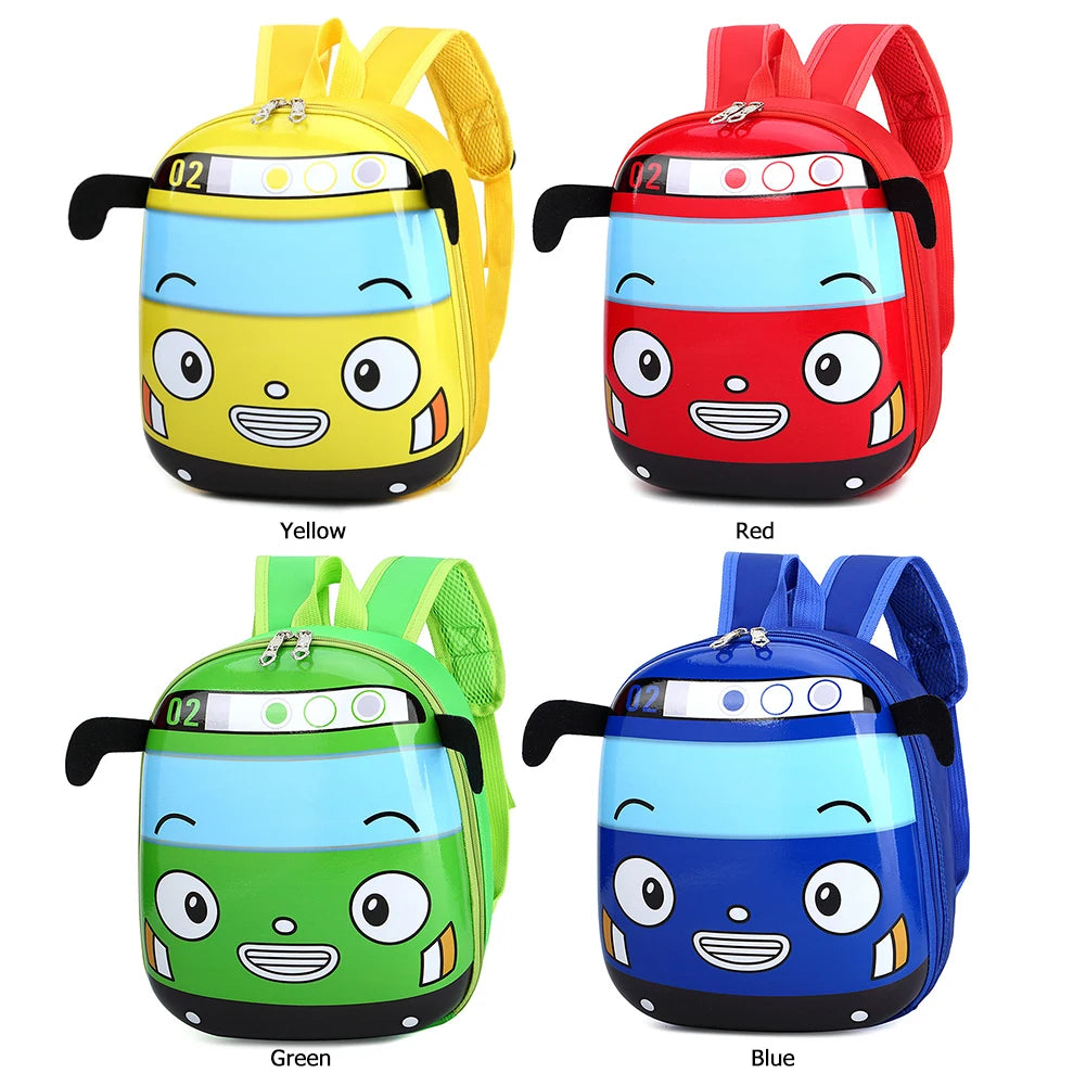 3D Cartoon Bus Toddler Backpack Cute Kindergarten Children School Bag Small Travel Backpack for Boys Girls Go for An Outing