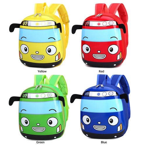 3D Cartoon Bus Toddler Backpack Cute Kindergarten Children School Bag Small Travel Backpack for Boys Girls Go for An Outing